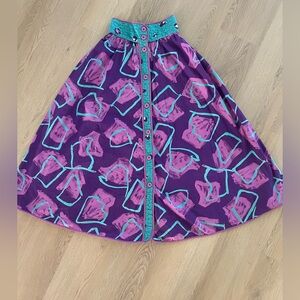Vintage 80s JEANNE MARC abstract Print Flared‎ Skirt Size XS-S Petite